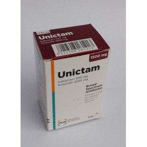 Unictam ( sulbactam + ampicillin ) broad spectrum antibiotic powder for solution for IM or IV injection 1500 mg 